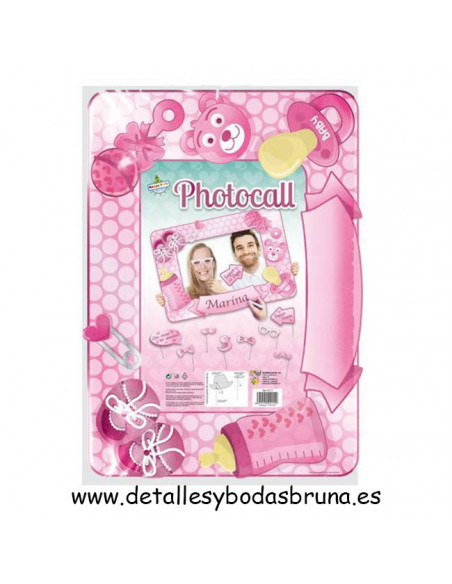 Photocall Bautizo con Marco Niña - Set photocall rosa para baby shower o  bautizo