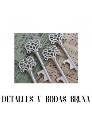 Abrebotellas Llave Vintage Plata y Tarjeta Kraft 2