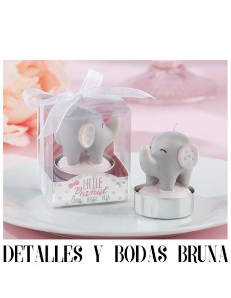 Vela Bautizo Elefante Rosa