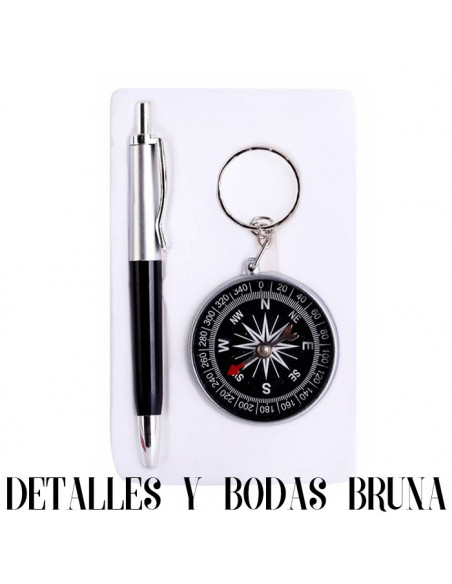 Bolígrafo y Llavero Brújula para Boda o Comunión