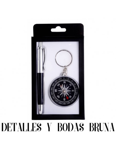 Bolígrafo y Llavero Brújula para Boda o Comunión