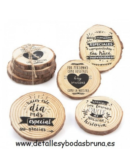 Posavasos con Frase Tronco de Madera