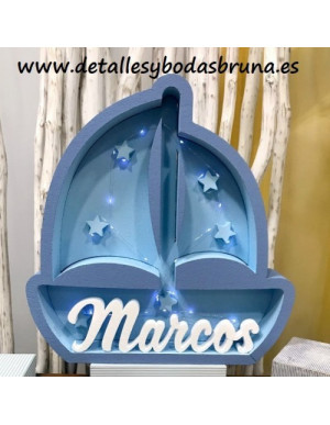 Caja de Luz Velero con Nombre