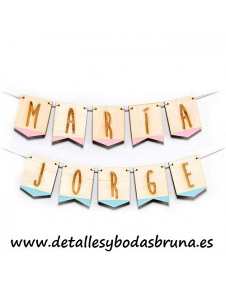 Guirnalda de Madera Personalizada Banderines ELIGE COLOR