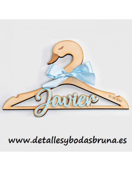 Percha Personalizada Cisne Celeste