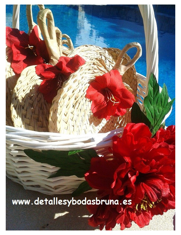 Pay pay Rafia natural con Flores en colores únicos 