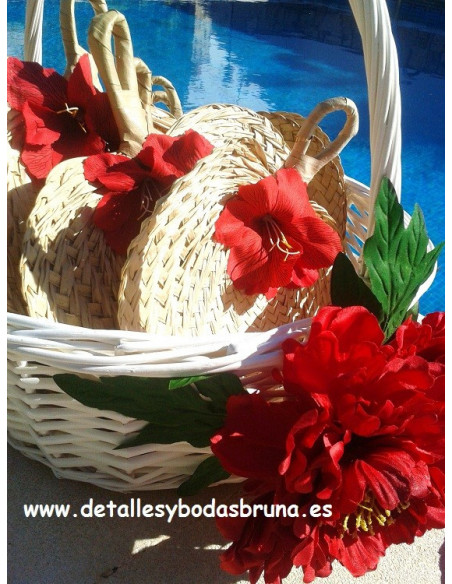 Pay pay Rafia natural con Flores en colores únicos 