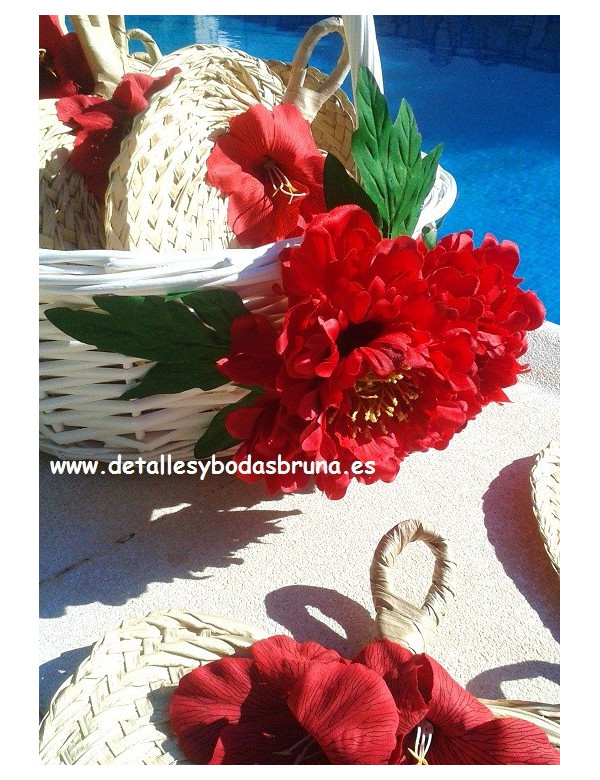 Pay pay Rafia natural con Flores en colores únicos 