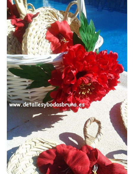 Pay pay Rafia natural con Flores en colores únicos 