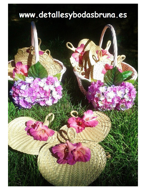 Pay pay Rafia natural con Flores en colores únicos 