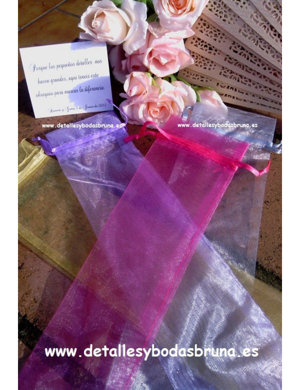 Bolsas de Organza para Abanicos 25 x 7 cm ESCOGE COLORES
