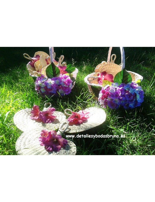 Pay pay Rafia natural con Flores en colores únicos 