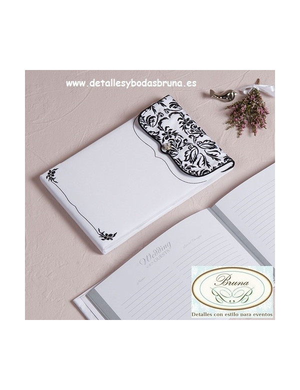 Libro de Firmas Damasco con cierre y Peana