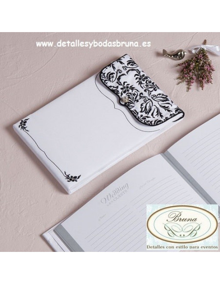 Libro de Firmas Damasco con cierre y Peana